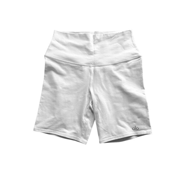 ALO Yoga Airbrush 7" High-Waist Biker Shorts in White